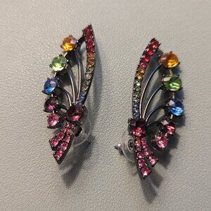 Oscar de la Renta Crystal Fan Earrings